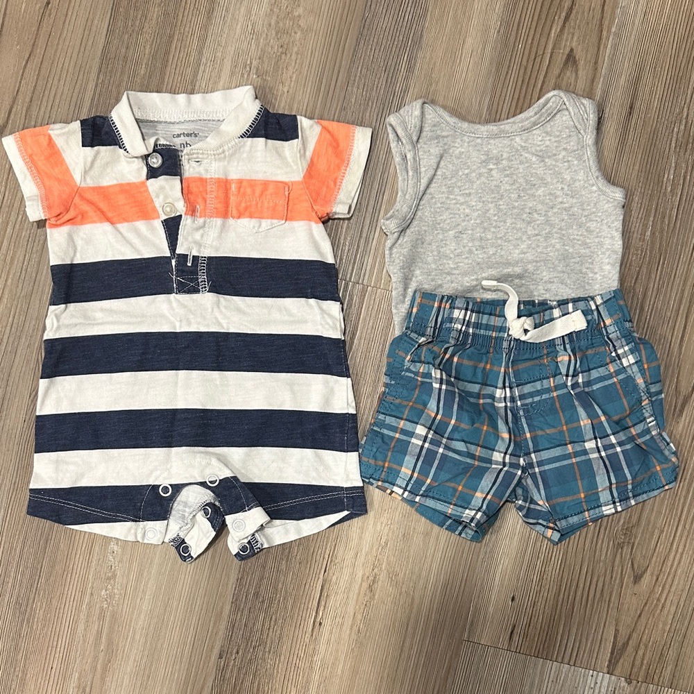 Carter's Navy and Orange Striped Matching Set